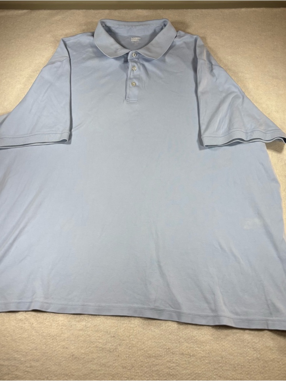 Lands’ End Light Blue Traditional Fit Short Sleeve Cotton Polo Shirt Size 4XLT